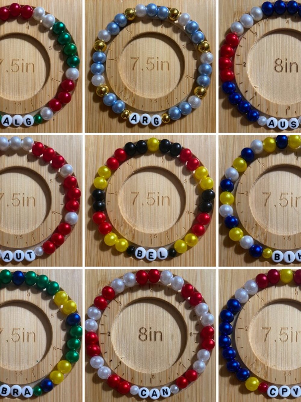 🌍 World Flag Colors Bracelet – W/ Country Abbreviation (5in. - 5.5in.)